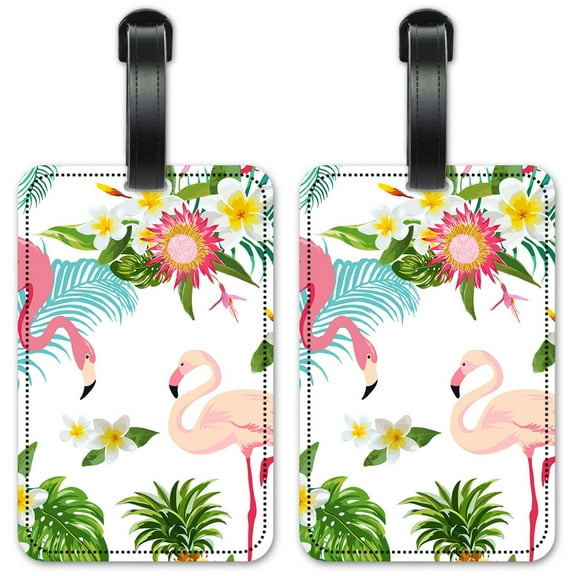 Flamingos - Luggage ID Tags / Suitcase Identification Cards - Set of 2