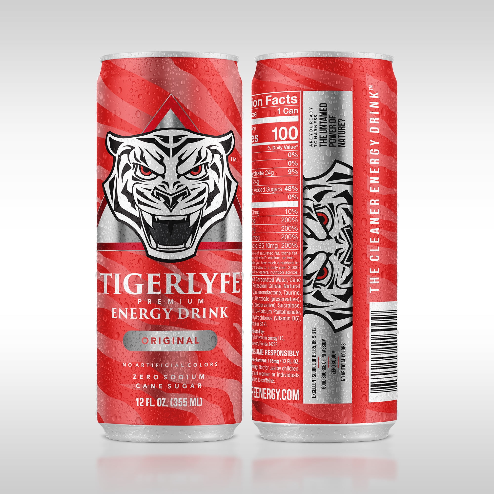 TIGERLYFE Energy Drink 12-Pack, 12oz Cans, 24g Cane Sugar, 110 Calories, with Vitamin B & Potassium for Energy, Focus, Stamina, and Hydration (Original Flavor)
