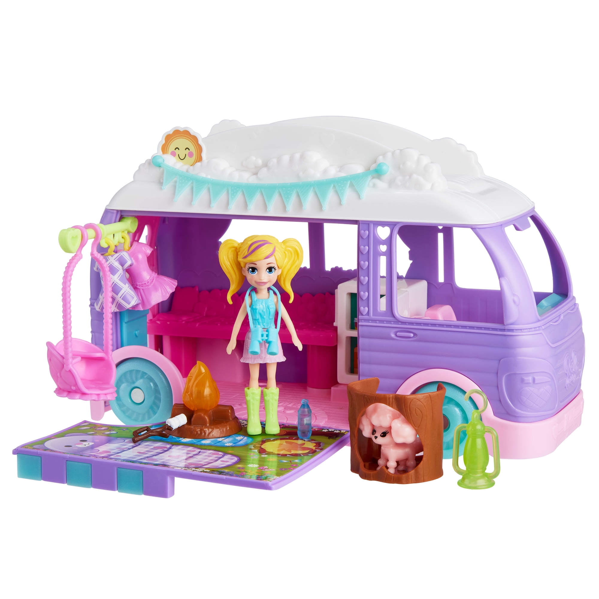 Polly Pocket Unicorn Dream Cruise Boat Playset - Water Play, Color Change Doll, 23 Pieces, For Ages 4+