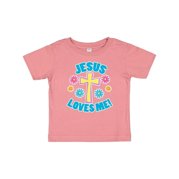 Inktastic Easter Jesus Loves Me with Cross and Flowers Boys or Girls Baby T-Shirt