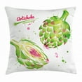 thumbnail image 1 of Artichoke Throw Pillow Cushion Cover, Watercolor Illustration of Super Food Vegetables Whole Cut in Half, Decorative Square Accent Pillow Case, 16 X 16 Inches, Fuchsia and Apple Green, by Ambesonne, 1 of 2