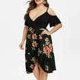 thumbnail image 4 of LSLJS Women Plus Size V-Neck Floral Print Short Sleeve Boho Dress, 4 of 7