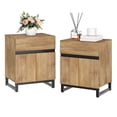 thumbnail image 7 of WAMPAT 2 Pack Nightstand with 1 Drawer & 1 Storage Cabinet, Modern Bedside Table with 2 Open Doors for Bedroom, Wood Rustic Side End Table for living Room., 7 of 7
