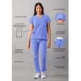 thumbnail image 3 of Adar Addition Go-Basic Scrub Set For Women - Slim V-Neck Scrub Top & Skinny Cargo Scrub Pants, 3 of 7