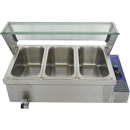 

INTBUYING 3-Pot Food Warmer Bain Marie Canteen Steam Heater OPENBOX