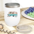 thumbnail image 2 of Vintage Camping Trailer with a Cat & Fiesta Banner Art Traveling Themed Merch Gift, White 12oz Wine Tumbler, 2 of 5