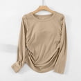 thumbnail image 5 of Bainana Shirts For Women Solid Color Long Sleeve Crew Neck Basic Tops With Built In Bra Soft Regular Fit Ladies Spring T-Shirts Khaki Size Xxl, 5 of 9