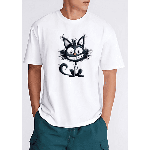 Playera Camiseta Unisex Estampada Gatito Feliz