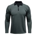 thumbnail image 2 of Teissuly Men's Long Sleeve Stand Collar Zipper Pullover T-Shirt Solid Bottoming Shirt Top Long Sleeve Turndown Collar Blouse Shirt, 2 of 5