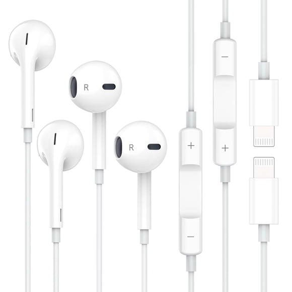Paquete de 2 auriculares Everdigi para iPhone con cable y conector Lightning