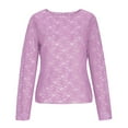 thumbnail image 6 of Fengactive Womens Lace Long Sleeve Boat Neck Tops Sheer Blouse See Through Shirt Mesh Top, 6 of 9
