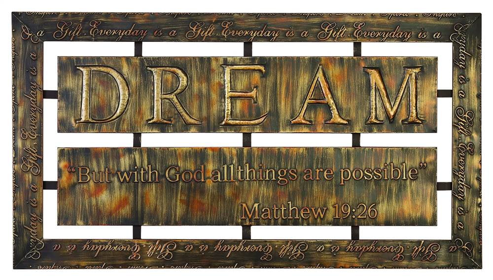 Inspirational Metal Wall Plaque 2 Panels Bible Verse Print Home Decor