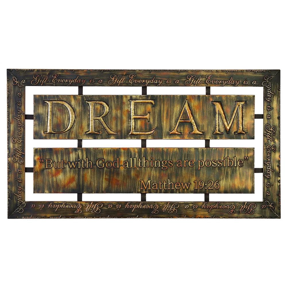 Inspirational Metal Wall Plaque 2 Panels Bible Verse Print Home Decor