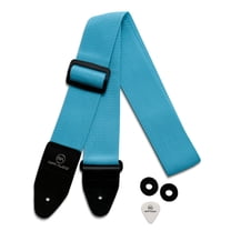 Riffi Audio Guitar & Bass Strap Sky Blue with Pick and Strap Locks 2-Inch