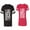 Men Black / Women Red, variant on I Like Her But His Beared Unisex Couple Matching Cotton Jersey style T-Shirt Contrasting stripes on sleeves (Men Black / Women Black) (Men S / Women S)