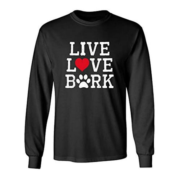 Live Love Bark Adult Long Sleeve Shirt-Black-Small