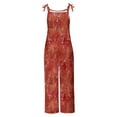 thumbnail image 3 of Usmixi Jumpsuits for Women Casual Pocket Loose Soft Cotton Linen Overalls Adjustable Strap Vintage Floral Baggy Long Jumpsuits Summer Formal Leopard Print Round Neck Sleeveless Maxi Rompers Red m, 3 of 4
