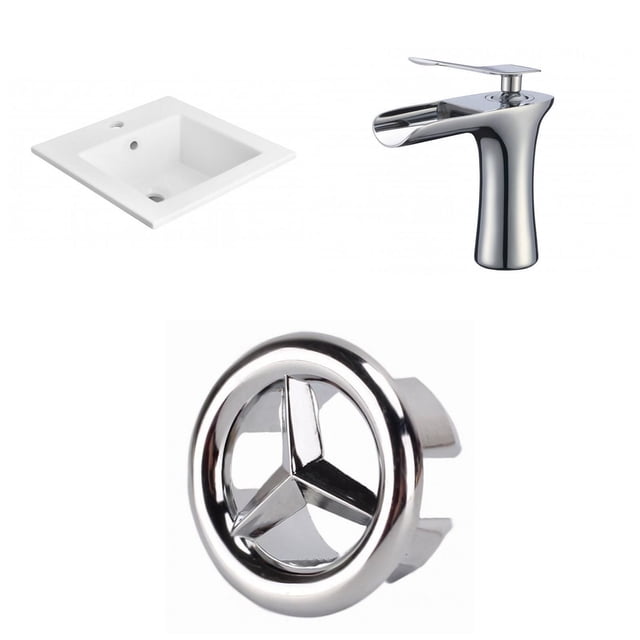 American Imaginations 36.75-in. W 3H8-in. Ceramic Top Set In White Color - Overflow Drain Incl. AI-24520