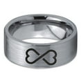 thumbnail image 2 of Tungsten Infinity Heart Shaped Emoji Art Band Ring 8mm Men Women Comfort Fit Gray Flat Cut Brushed Polished, 2 of 4
