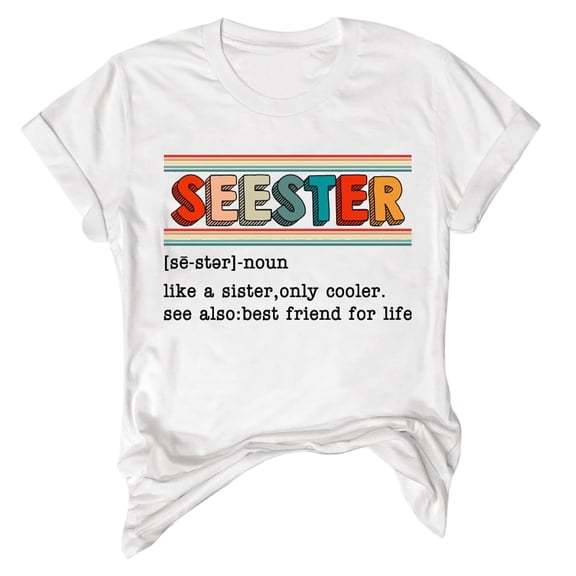 Fshinging Women's Fashion Casual Top Seester Short Sleeved Pullover Round Neck Top