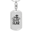 thumbnail image 5 of Christ Faith Over Fear Christian Stainless Steel or 18k Gold Premium Swivel Dog Tag Keychain, 5 of 10