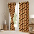 thumbnail image 3 of Feelyou Pixel Grid Miners Curtains Pack of 2 (42x84 Each), Brown Curtains Blackout, 3 of 6