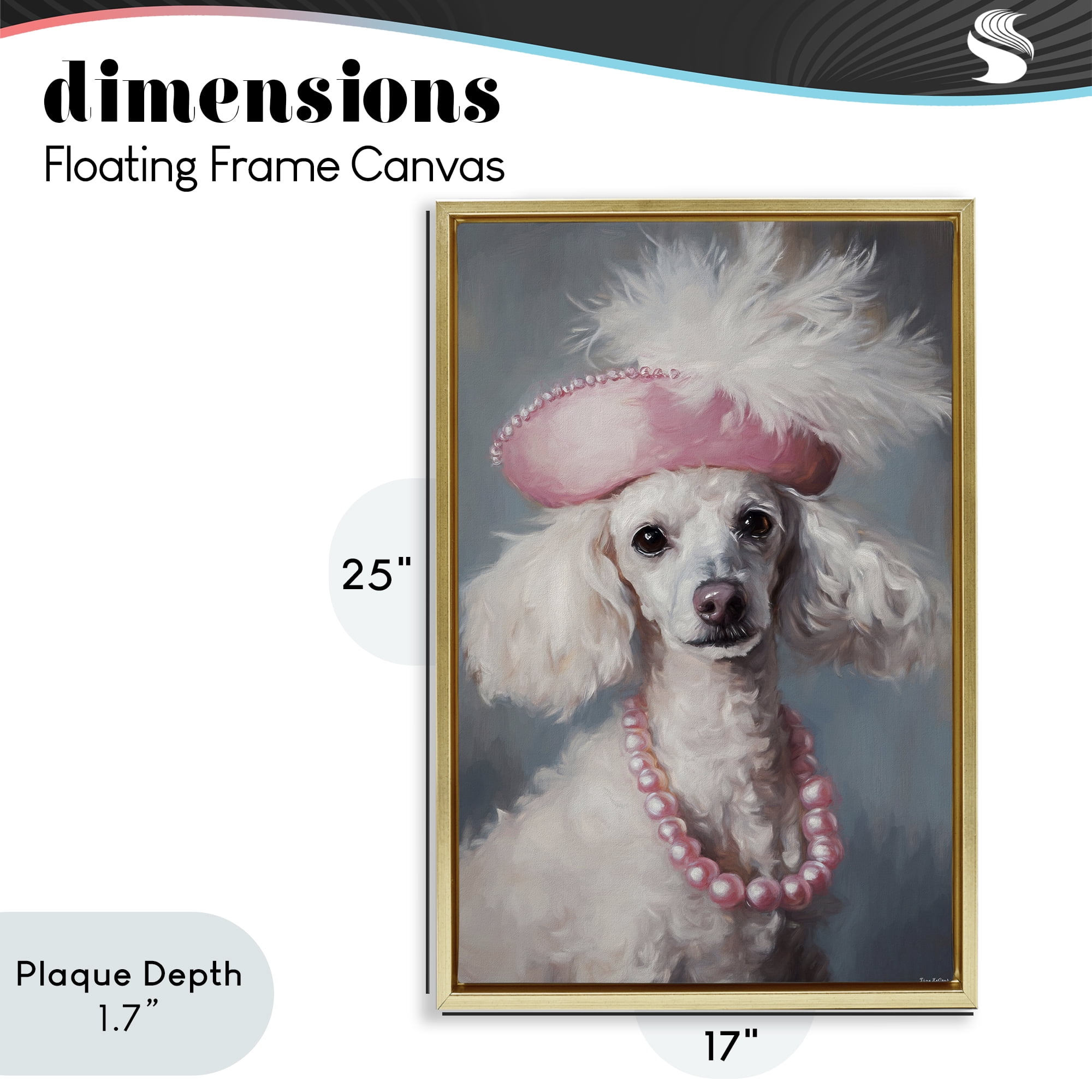 Stupell Industries Beautiful Collette Pup Gold Framed Floater Canvas Wall Art, design by Tina LeCour