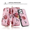 thumbnail image 2 of for iPhone 13 Pro Wallet Case - Magnetic Detachable Back Case with RFID Blocking Card Holder, Hand Strap & Crossbody Strap, Floral Flower PU Leather Flip Cover Case for Women Girls, Pink, 2 of 13