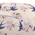 thumbnail image 3 of Romantic Pouf Cover with Zipper, Floral Bouquet and Swallow Birds Pattern, Soft Decorative Fabric Unstuffed Case, 30" W X 17.3" L, Indigo Champagne, by Ambesonne, 3 of 5