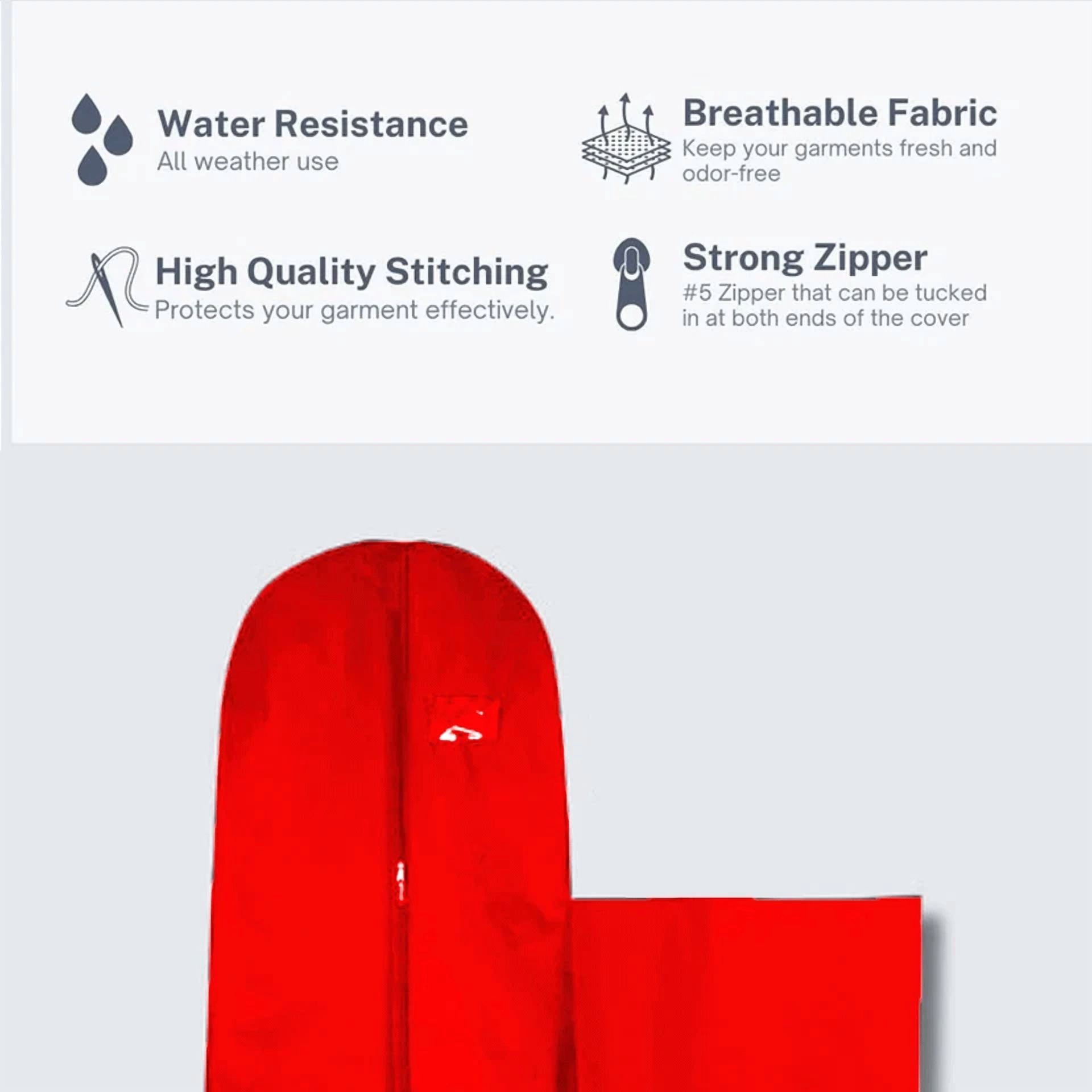 CIRCLE- 54" Clothes Cover Garment Storage Bags Travel Zipped Long Dress Bags Color Red