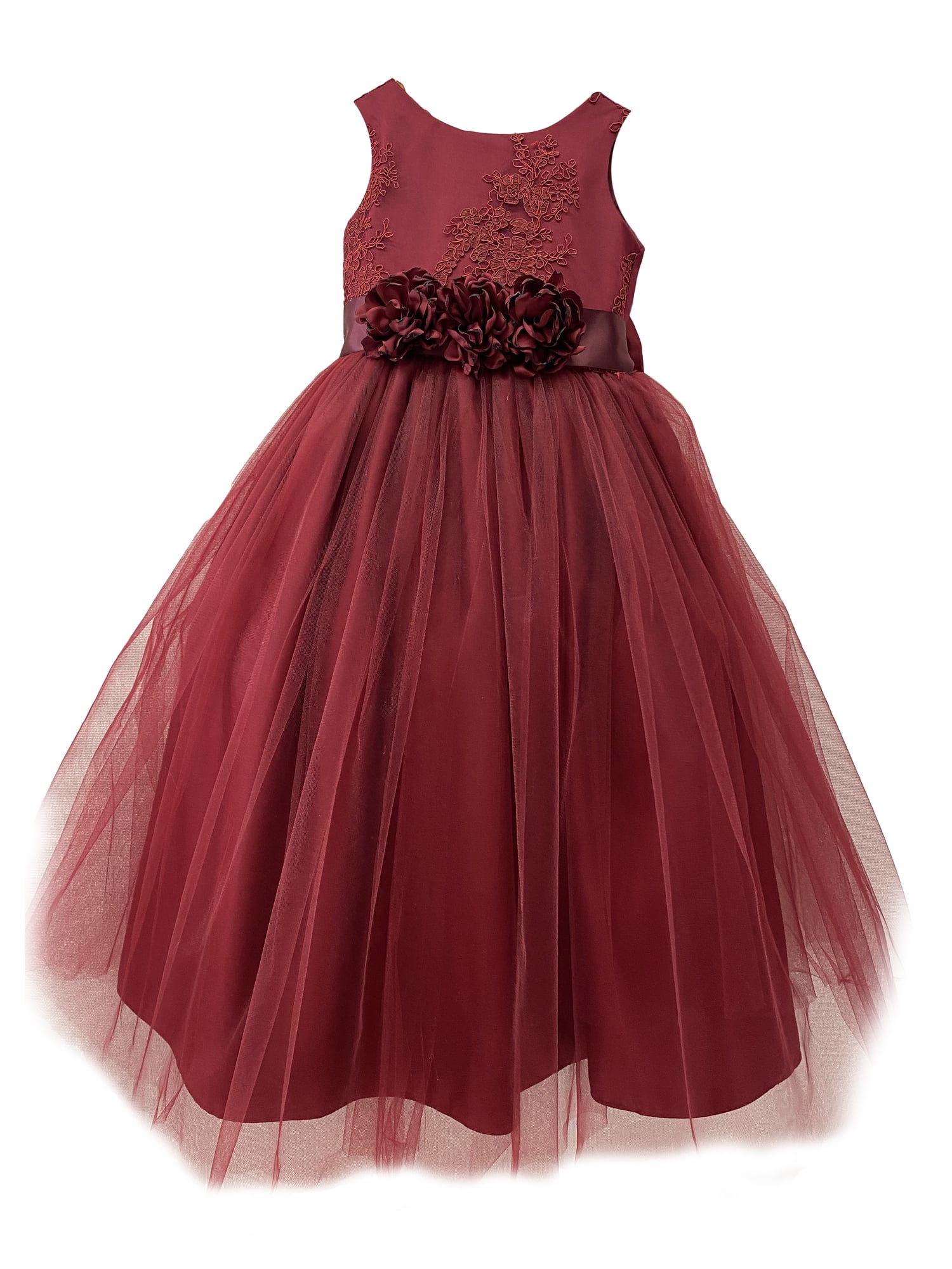 girls burgundy bridesmaid dress