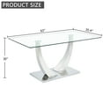 thumbnail image 4 of Atumon Glass Dining Table, Rectangle Glass Table with Plating Metal Legs, Modern Glass Table for Kitchen Dining Room, 63"L x 35.4"W x 30"H, Silver, 4 of 10