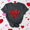 thumbnail image 4 of mihongmao Valentine Short Sleeve Tops for Women Short-sleeved Crew-neck Pullover Casual Valentine's Day Dark Gray 3X, 4 of 7