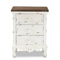 thumbnail image 4 of Baxton Studio Levron Classic and Traditional Walnut Brown and Antique White Finished Wood 3-Drawer End Table, 4 of 10