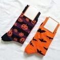 thumbnail image 4 of Cheers.US Halloween Pumpkin Bat Print Breathable Cotton Middle Tube Crew Socks for Festival Dress Up Costume Halloween Party Supplies, 4 of 7