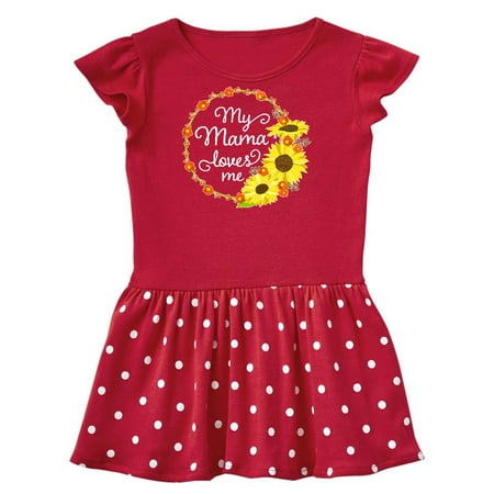 

Inktastic My Mama Loves Me with Sunflower Wreath Gift Toddler Girl Dress