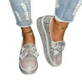 thumbnail image 4 of Miluxas Women's Fashion Glitter Slip on Sneakers Rhinestone Bling Platform Walking Shoes Cute Bowknot Sequin Shiny Loafers Silver 9.5(43), 4 of 9
