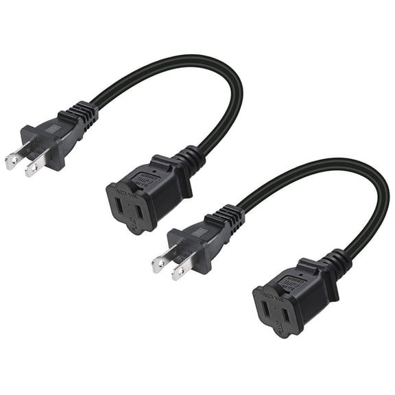 Strhowill 2 PCS 0.5M Short Polarized US 2-Prong Male-Female Extension Power Cord, ETL Certified NEMA 1-15P to 1-15R power Cable