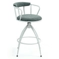 thumbnail image 5 of 26'' Blue Swivel Counter Height Bar Stool Set of 2, Modern Industrial Fabric Seat &amp; Metal Frame Bar Chairs for Kitchen Island, Dining Room, Home Bar, Ergonomic Comfort, 5 of 10