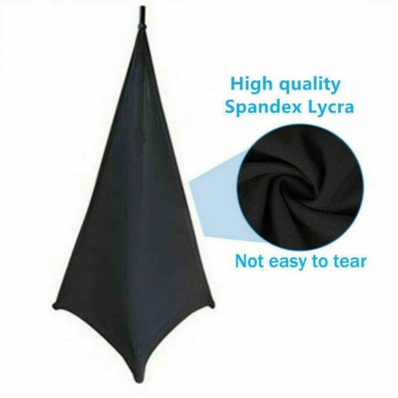 2 Pack Double Sided DJ Tripod Speaker Stand Scrim Lycra Stretch Cover Black