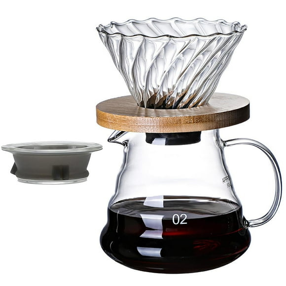 COFISUKI - Cafetera para verter – 20 onzas /600 ml con gotero de café de vidrio, elegante y elegante