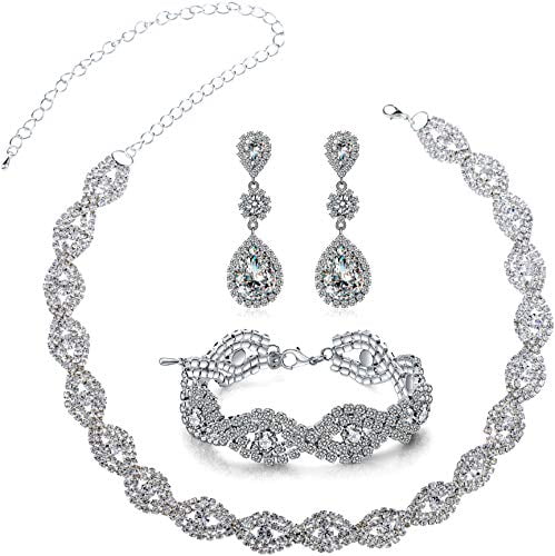 Link Paxuan Womens Silver Plated White Clear Rhinestone Crystal 