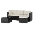 thumbnail image 7 of BaPiPro 5 Piece All-Weather PE Rattan Modular Outdoor Patio Furniture Set, Sectional Conversation Sofa with Thick Removable Cushions & Tempered Glass Coffee Table for Backyard Poolside Garden, Beige, 7 of 7