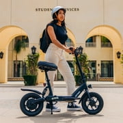 GOTRAX AERO Foldable Electric Scooter with Seat, Foot rest pad,12 inch Tire, 350W Rear Suspension Electric Scooter for Teens and Adults