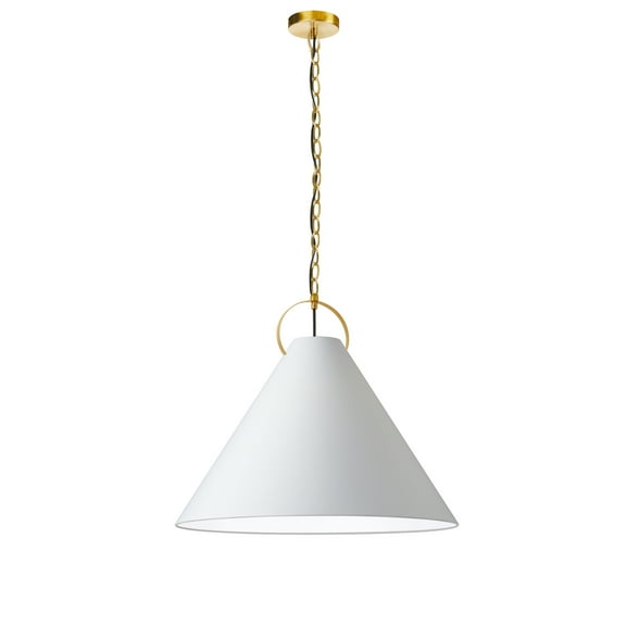 Dainolite PCN-241P-AGB-790 1 Light Incandescent Pendant, Aged Brass with White Shade