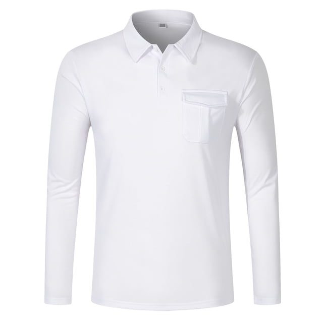 Blusa y camisa de manga larga con cuello vuelto para hombre, informal, de moda, con botones y bolsillo.