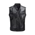 thumbnail image 1 of Mens Leather Motorcycle Vest - Zipper Button Design, PU Material - Trendy Casual, S-XXXL Sizes, 1 of 5