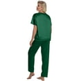thumbnail image 5 of DAKIMOE Womens Silk Satin Pajama Set Short Sleeve Shirt with Long Pajamas Pant Set Two-piece Pj Sets Soft Sleepwear Loungewear Nightwear Pjs S-XL, Dark Green, S, 5 of 11