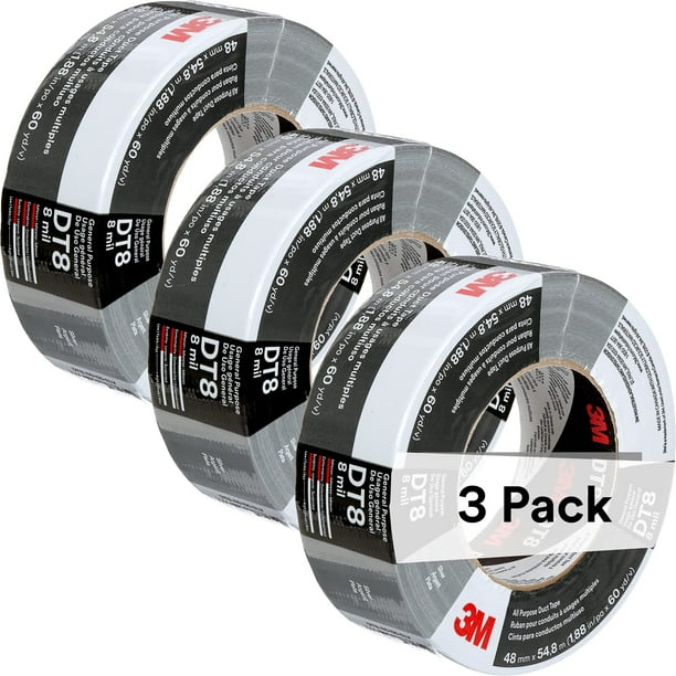 Cinta adhesiva 3M DT8 de resistencia industrial, 1,88 cm x 55 m, paquete de 3