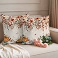 thumbnail image 2 of Orange Green Pumpkins Fall Outdoor Waterproof Pillow Covers, Thanksgiving Floral Botanical Rustic Decorative Square Throw Pillowcase Sofa Cushion Sham for Patio/Couch/Chair, 18"x18" 2 Pack, 2 of 8